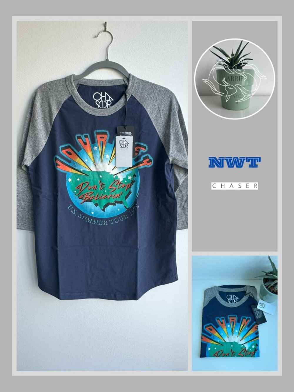 Chaser - Men's 3/4 Journey Raglan T-Shirt - Navy/ Gray (M)